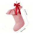 thumbnail image 3 of Plaid Ruffle Christmas Stockings, Vintage Checkered Stocking with Velvet Bow for Fireplace Mantel Decor, Holiday Gift Socks Set for Home, 18in, 3 of 7