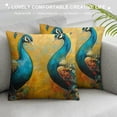 thumbnail image 3 of Orinice Peacocks Graphic Decorative Cotton Linen Throw Pillow Cover for Home Couch Living Room Bed Sofa Aesthetic Decorative Summer Style 1PC 18x18in, 3 of 5