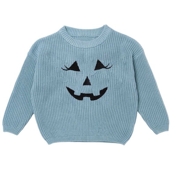 HAYIMI Halloween Knit Sweater For Girls Pumpkin Design Kids Tops Soft Comfort Baby Toddler Long Sleeve O-Neck Dailywear