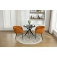 thumbnail image 3 of Modern Set of 2 Dining Chair with Black Metal Legs and Non-Slip Pads, Boucle Fabric Armchair with Ergonomic Curved Backrest, Upholstered Side Chair for Makeup Room Bedroom Livingroom, Ginger, 3 of 9