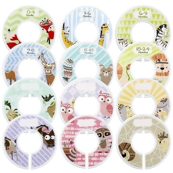 Baby Closet Size Dividers,Cute Nursery Clothes Organizer,Baby Closet Dividers From Newborn Infant To 24 Months,Baby Shower Set For Boys And Girls,12 Pack