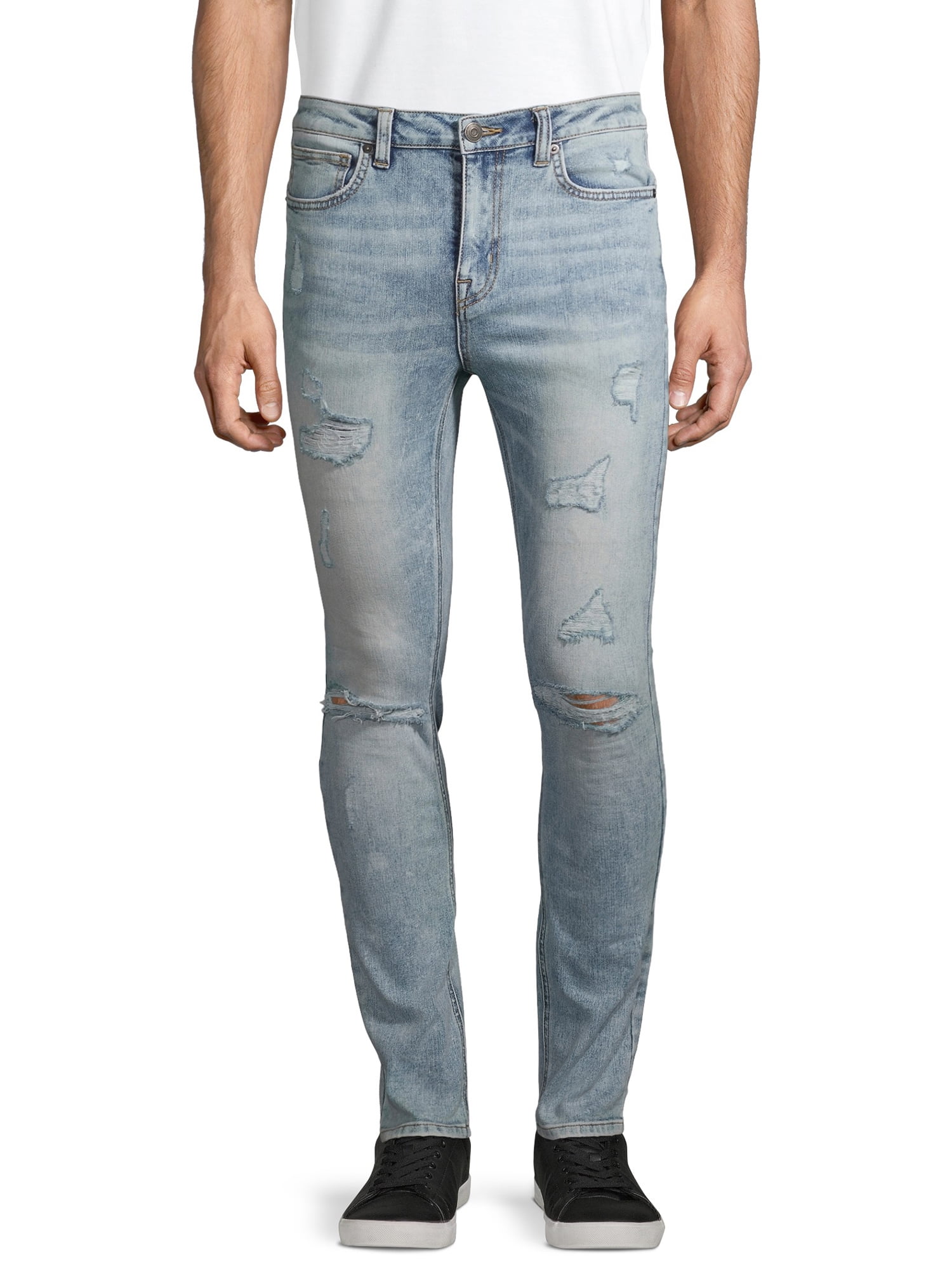 mens ripped repaired jeans