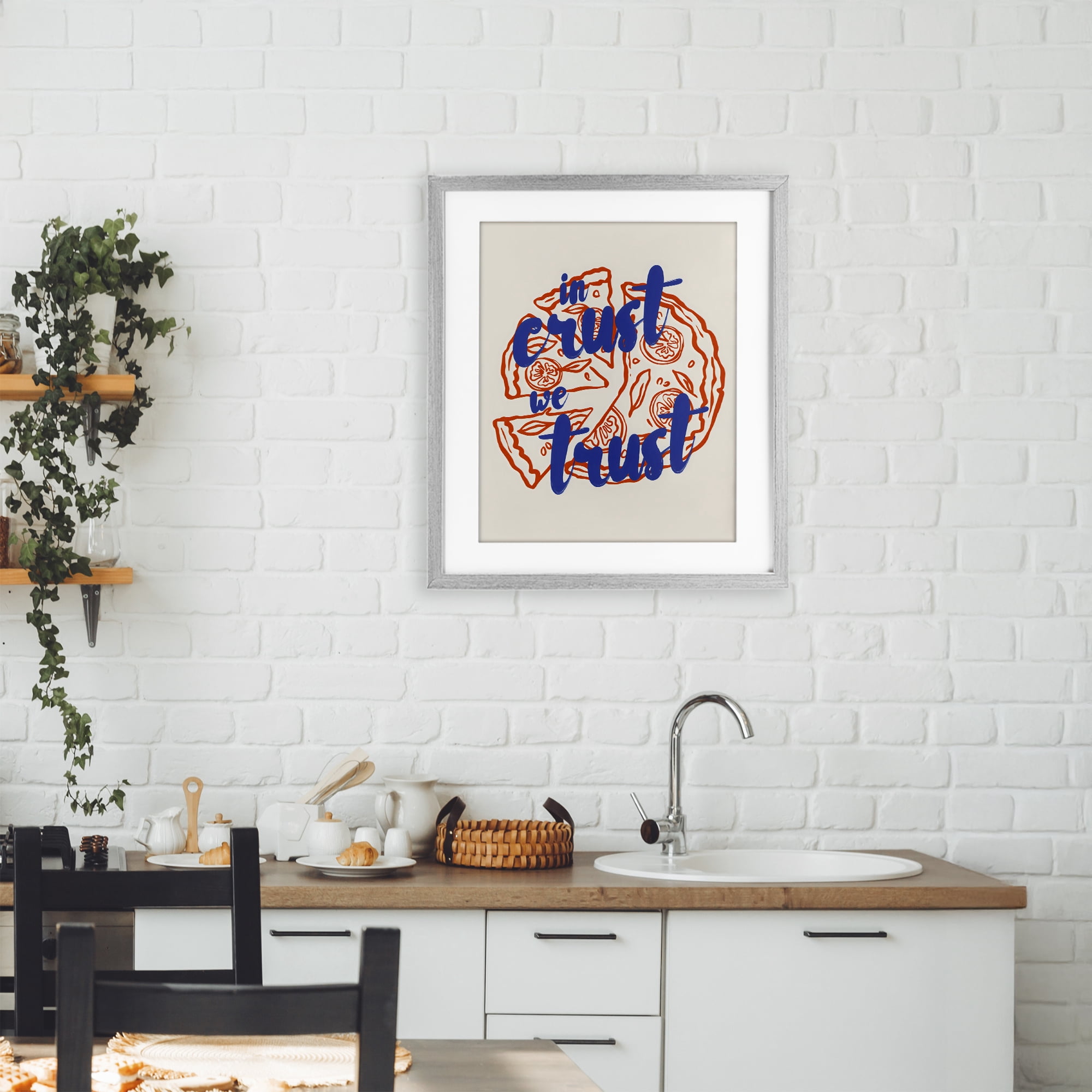 Stupell Industries In Crust We Trust Pizza Gray Framed Print Under Glass, design by The Prints Vibe
