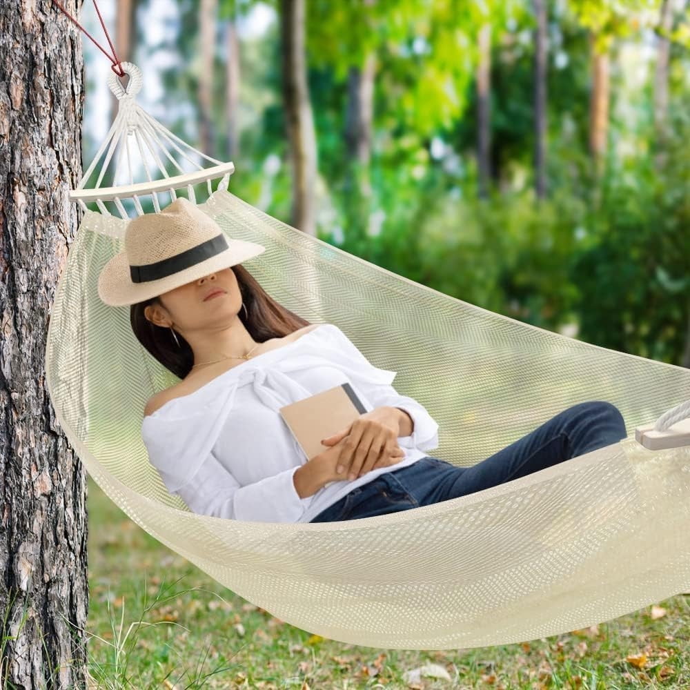 HongHeng Clearance Under $2.00 Breathable Ice Silk Mesh Hammocks Outdoor Non Rollover Swings Camping Children and Adult Hammocks 74.8x51.18in