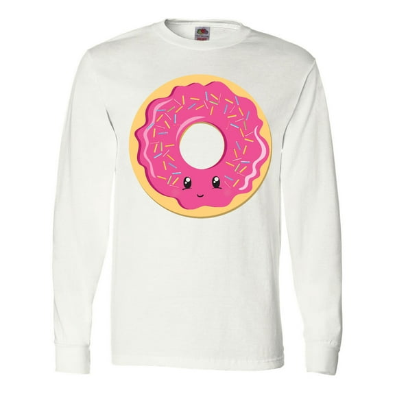 Inktastic Hot Pink Donut Long Sleeve T-Shirt