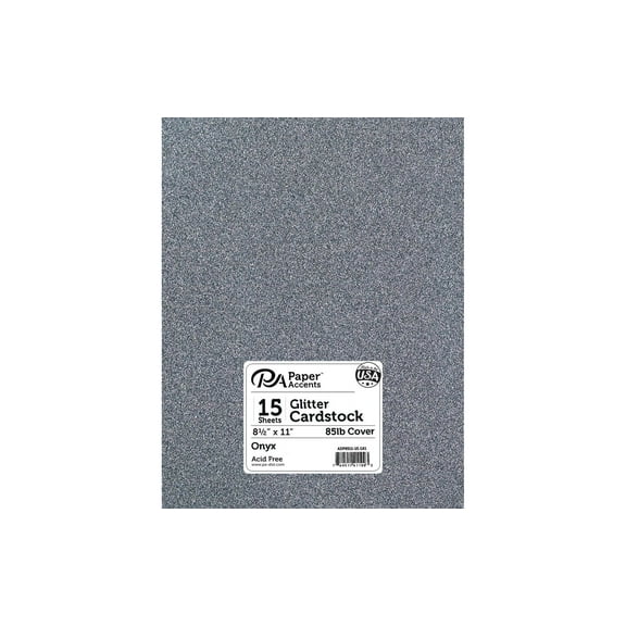 Paper Accents Glitter Cardstock 8.5"x 11" 85lb 15pc Onyx
