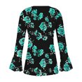 thumbnail image 3 of Fatuov Long Sleeve Tops for Women Button V-Neck Trendy Casual Blouses Fall Fashion Pleated Boho Floral Graphic T-shirts Clothes Multicolor S, 3 of 4