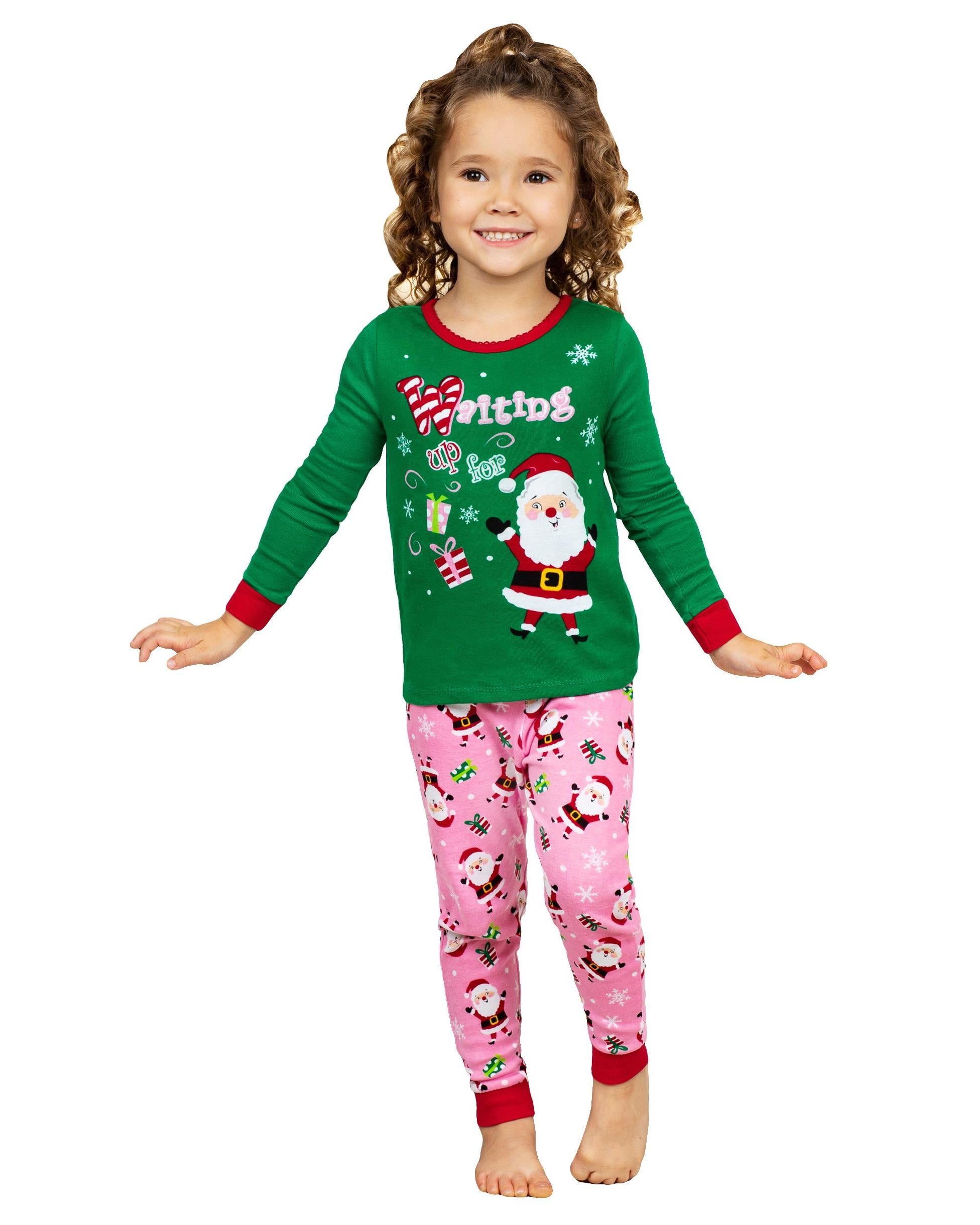 Toddler Sizes 2T-4T Komar Kids Happy Santa Girls Cotton Pajama Set 