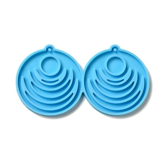5pcs Flat Round with Sun & Moon Silicone Molds Resin Casting Molds for UV Resin & Epoxy Resin Jewelry Making Deep Sky Blue 52.5x98x4mm Hole: 2mm Inner Diameter: 50x46mm
