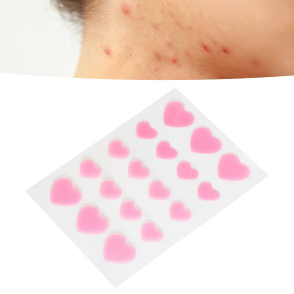 Facial Spot Sticker, Waterproof Heart Shape Hydrocolloid Patch Reusable and 4 Packs 18 Dots Pink for Daily Makeup