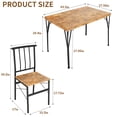 thumbnail image 4 of Dining Table Set for 4, Small Spaces Kitchen Table and Chairs - Wood Top & Metal Legs, Compact Dining Set for Apartments, Sturdy Space-Saving Design, Brown, 4 of 7