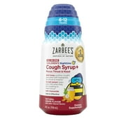 ZarbeeS All-in-One Children's Nighttime Cough Syrup + Mucus, Throat & Nasal, Age 6-12, Honey, Turmeric, B3,6,12 & Zinc, Grape, 4Fl oz