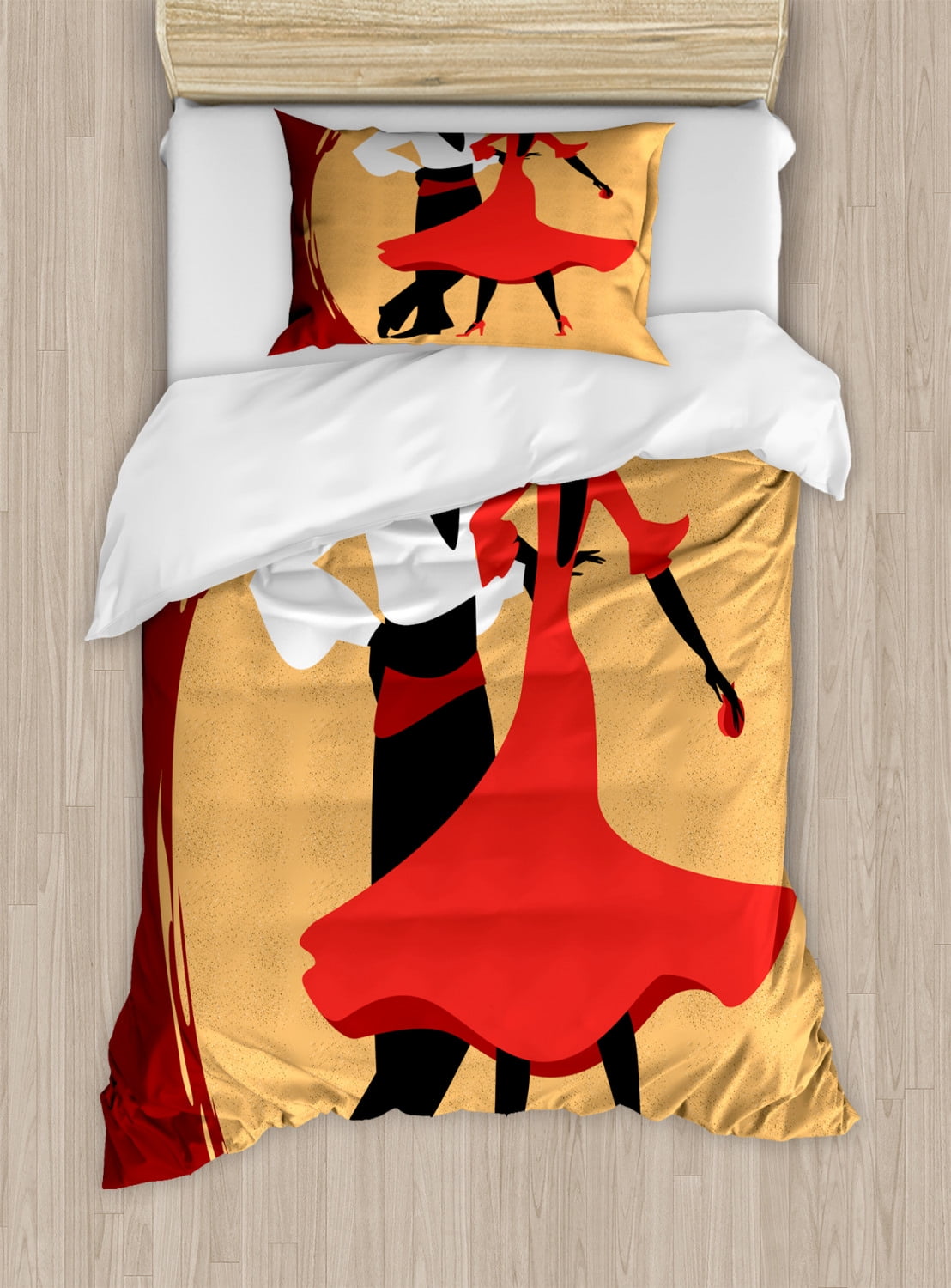 Spanish Duvet Cover Set Twin Size, Spanish Dancers in Folk Dress