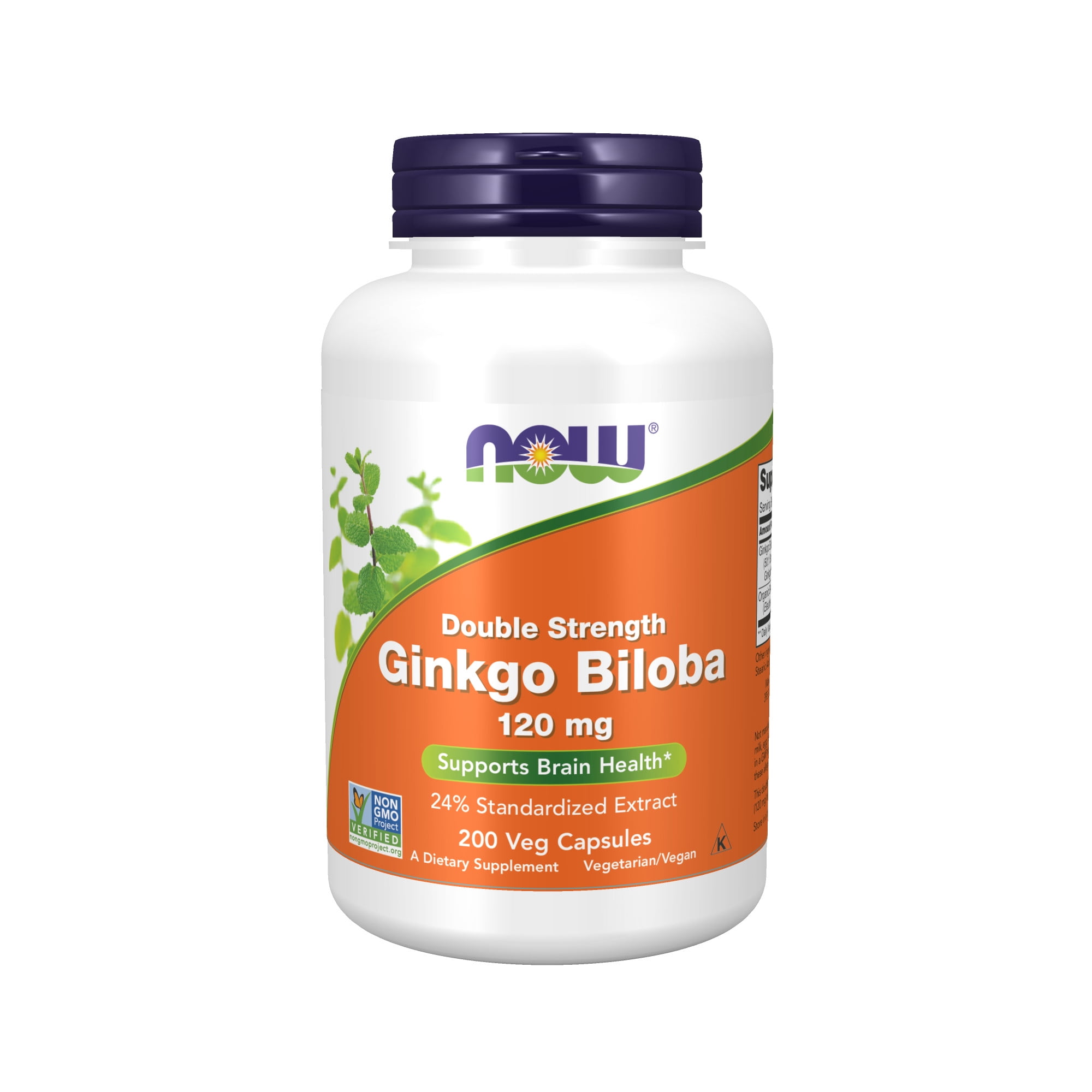 NOW Supplements, Ginkgo Biloba 120 mg, Double Strength, NonGMO Project