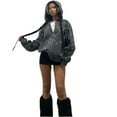 thumbnail image 1 of Women's Rhinestone Spider Hoodie Y2K Full Zip Up Over Face vintage Jacket Pullover Aesthetics Oversized Sweatshirt, 1 of 7