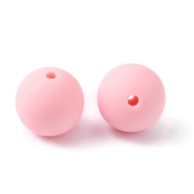 Silicone Beads Chewing Beads For Teethers DIY Nursing Necklaces Making Round Pink 15mm Hole: 3mm