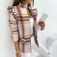 thumbnail image 2 of Dezsed Women's Blazers & Suit Jackets Women Business Attire Plaid Printed Long Sleeve Button Slimming Cardigan Coat Jacket Top Pink XXL, 2 of 9