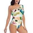 thumbnail image 5 of Balery Floral Vintage One Shoulder Swimsuits for Women Ruffle Swimsuits Tummy Control One Shoulder Bathing Suits-Small, 5 of 8