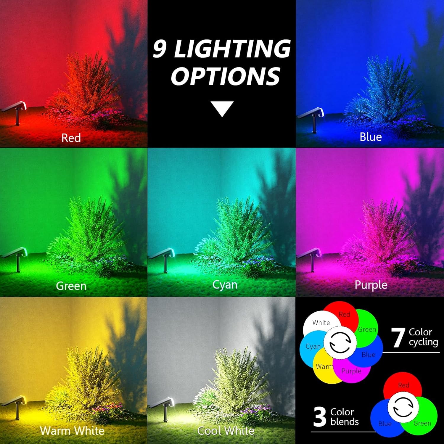 JSOT Solar Spotlight Outdoor Waterproof, 4 Pack RGB Color Changing Landscape Lights for Outside, Solar Powered Garden Decor Spotlights with Stakes for Walkway Lawn Patio Pathway