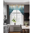 thumbnail image 3 of Turquoise Gold Geometric Swag Valances for Windows, Small Curtains Drapes, Modern Abstract Oil Painting Kitchen Window Curtains Over Sink Window Treatment Valance for Bedroom/Bathroom 56"x36", 3 of 5