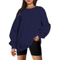 thumbnail image 2 of ORUYROP Chandails en Molleton Surdimensionnés pour Femmes Manches Longues Col Rond Chandail Décontracté Ample Couleur Unie Polaire Tops Pulls, 2 of 7