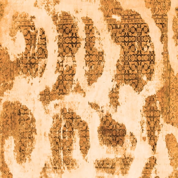 Ahgly Company Indoor Square Abstract Orange Modern Area Rugs, 8' Square