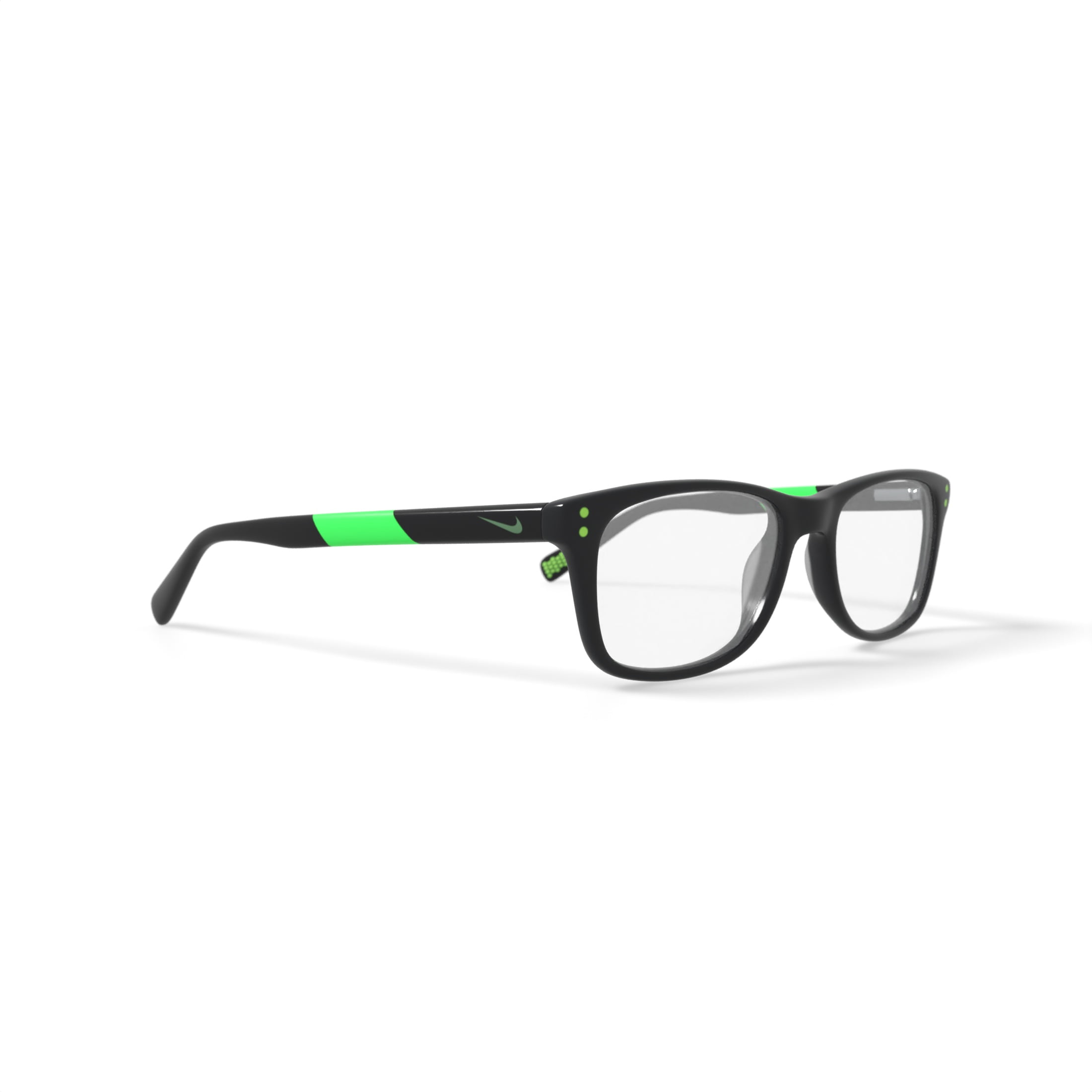 Nike Kids Rectangular Eyeglasses, NIKE 5538G, Black/Lime, 46-17-130, with Case