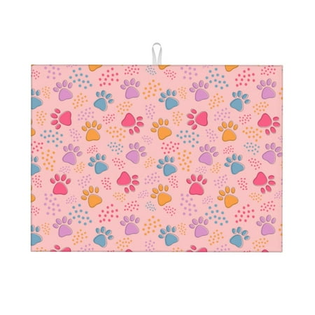 

Cauagu Dish Drying Mat 24*18 inch Absorbent Dish Drainer Kitchen Counter Dish Drying Pad for Countertops Sinks Draining Racks( Colorful Pets Paws)