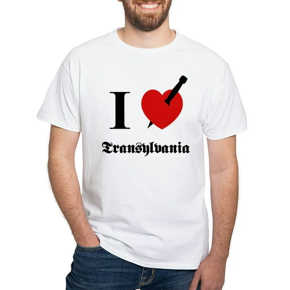 CafePress - I Love Transylvania (Normal) T Shirt - Men's White Classic Cotton T-Shirts