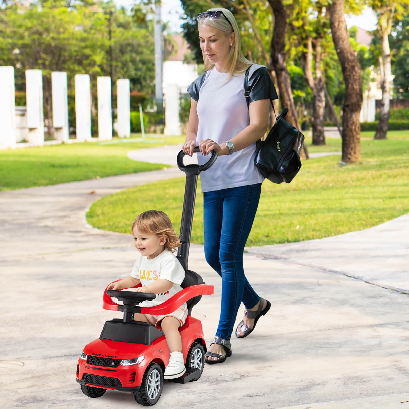 Infans Kids Ride on Push Car w/Horn & Start-up Sound Under-seat Storage Push Handle