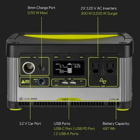 Goal Zero - Yeti 500X Battery-Powered 500Wh Capacity Portable Generator - Black/Gray