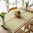 thumbnail image 5 of Yellow Striped Placemats for Dinning Table Set of 4, Modern Simple Farmhouse Beige Vintage Burlap Kitchen Place Mats Waterproof Cloth Table Mats, Indoor Outdoor Placemats Easy Clean Dinner Decor, 5 of 8