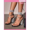 thumbnail image 1 of Party Collection Women Shoes Rhinestone Decor Tie Leg Design Chunky Heeled Strappy Sandals Valentines Day, 1 of 5