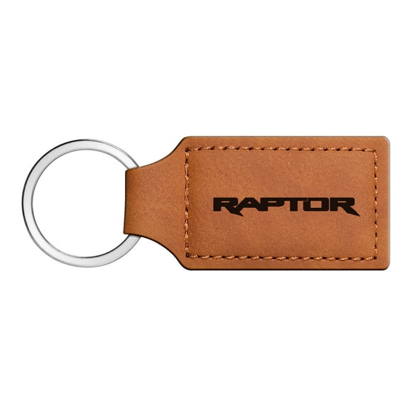 iPick Image for Ford F150 Raptor 2017 to 2019 Rectangular Brown Leather Key Chain, Official Licensed