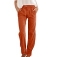 thumbnail image 2 of Ladies Pants Casual High Waisted Drawstring Elastic Straight Leg Long Pants With Pockets Woman Pants Brown M, 2 of 4