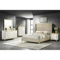 thumbnail image 6 of Pemberly Row Fabric Upholstered Queen Wingback Panel Bed Beige, 6 of 7