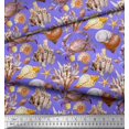 thumbnail image 3 of Soimoi Purple Modal Satin Fabric Crab,Shell & Coral Ocean Printed Fabric 1 Yard 42 Inch Wide, 3 of 3