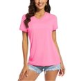 thumbnail image 1 of OUSITAID UPF 50+ T-shirts d'Été à Manches Courtes Col en V T-shirts de Protection Solaire pour Femmes Séchage Rapide Randonnée Course Hauts, 1 of 7