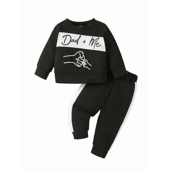 Toddler Newborn Baby Boy Clothes Long Sleeve LetterTops and Pants Fall Sweatsuits Set White 3-6 Months