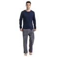 thumbnail image 6 of Amaxer Men's Loungewear Pajama Set Knit Long Sleeve T-Shirt and Fleece Pants 100% Cotton Black&Cream Plaid L, 6 of 7