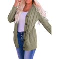 thumbnail image 2 of Suéter de Punto de Larga para Mujer, Otoño 2025, Cárdigan Abierto con Botones, Prenda Exterior Holgada Verde 4XL, 2 of 8