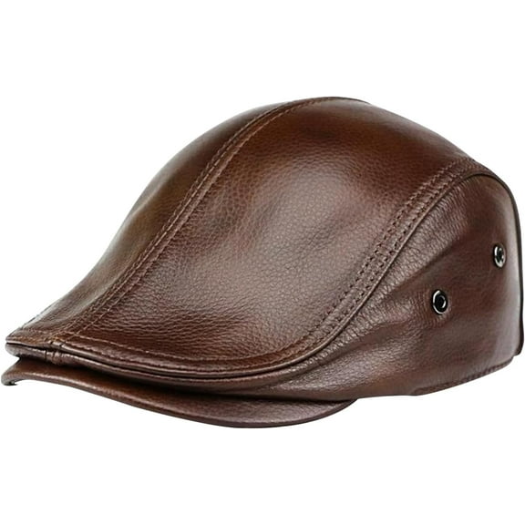 Men's Newsboy Caps,Leather Hats for Men,for Travel,Casual Outings,Outdoor Adventures,and Gifts for Father,Husband, or Boyfriend,Adjustable,Mens Hat(Brown)