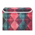 thumbnail image 7 of Yayeee Collapsible Storage Bin with Lid Fabric Closet Decorative Basket with Handles, Vibrant Green Tartan Pattern, 7 of 7