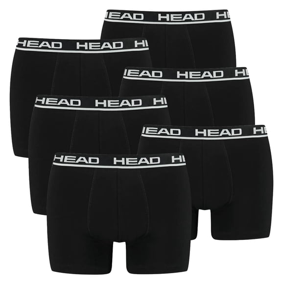 HEAD Calzoncillos de Hombre, Paquete de 6 - Básico, Slgodón elástico, liso Negro M (Medium)