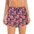 thumbnail image 2 of Rateoe America Flags1 Printed 2 in 1 Women's Workout Shorts for Athletic Gym Running Shorts with Phone Pockets-Small, 2 of 7