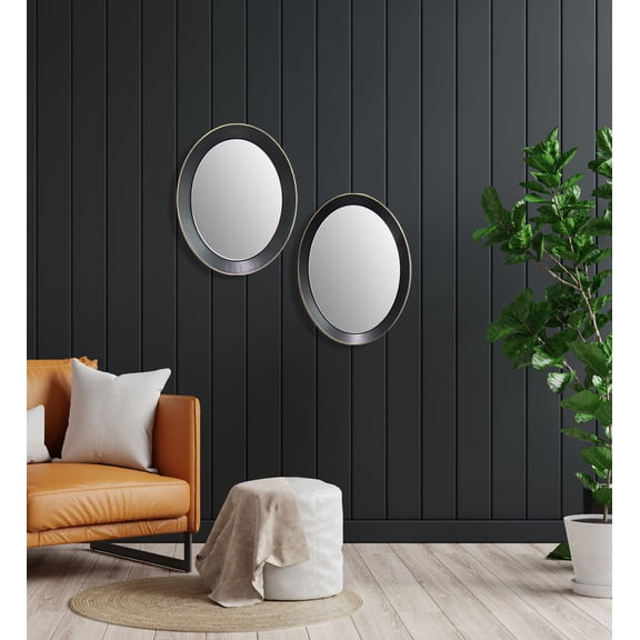 Wall Mirror - Oval metal decorative mirror medium by Peterson Housewares  Artwares