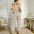 thumbnail image 4 of Mifsaly Linen Sets for Women 2 Piece Summer Set Soild Color Lounge Matching Outfits Sleeveless Tank Tops & High Waist Wide Leg Pants with Pockets XL, 4 of 9