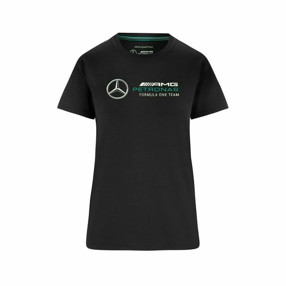 Mercedes Benz AMG Petronas F1 Women's Large Logo T-Shirt -Black/White