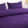 thumbnail image 2 of Quilt Set King Size, Soft Microfiber Lightweight Bedspread Coverlet Bed Cover (Diamond Pattern) for All Seasons, Purple, 3 Pieces (Includes 1 Quilt, 2 Shams), 2 of 6