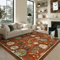 thumbnail image 2 of Garvee 5'x7' Farmhouse Floral Rug Botanical Printed Carpet with Non Slip Backing, Soft Washable Low Pile Rug Indoor Foldable Mats for Living Room Bedroom Dining Room, Red, 2 of 8